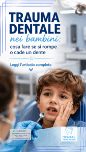 Bambino che ha appena subito un trauma dentale ed ora è dal dentista per farsi curare