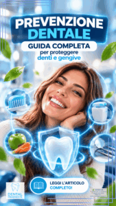 Ragazza che sorride con denti sani per l'articolo hub di promozioni di guida dentale per l'igiene orale